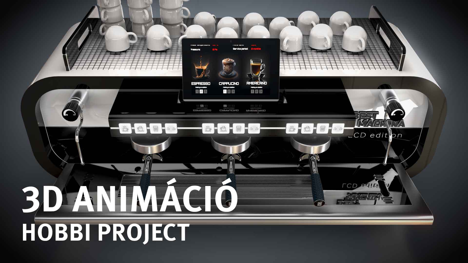 3d animáció készítése – kávéautomata